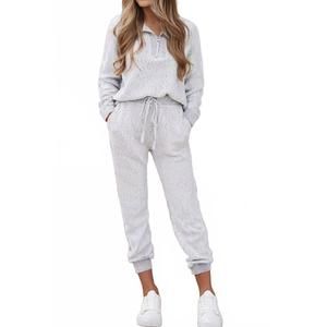 NEW LA SOCIETY half zip pullover top & drawstring joggers set in grey